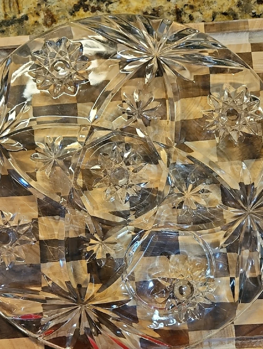 Anchor Hocking Star Of David Clear Pressed Glass‎ Plate 9.5 Inch